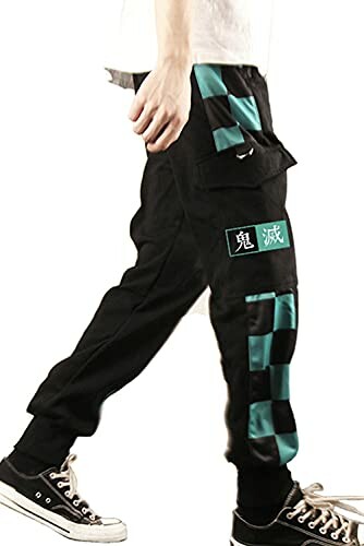 Image of anime cargo jogger pants with 'Kamado Tanjirou' text on the side panel.