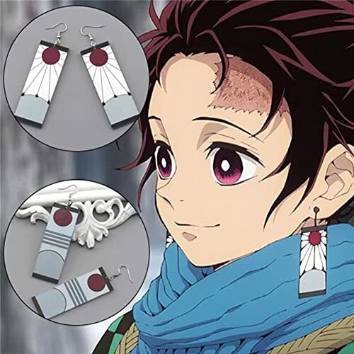 Anime character with distinctive earrings.