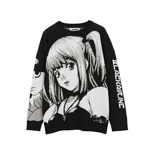 Sweater with anime character design.