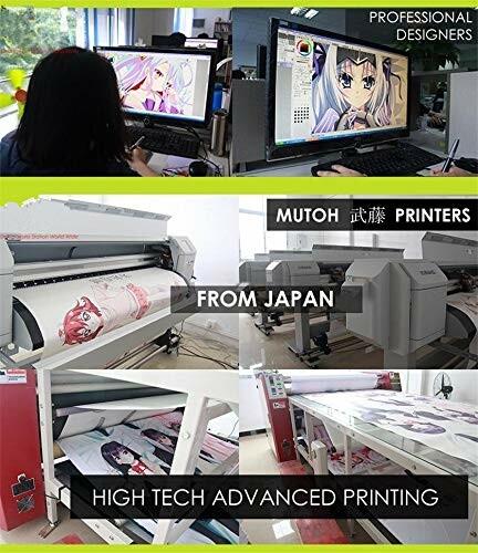 Professional designers working on anime artwork, high-tech Mutoh printers from Japan printing anime posters.