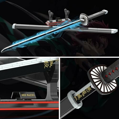 Anime sword with intricate design and blue energy blade.
