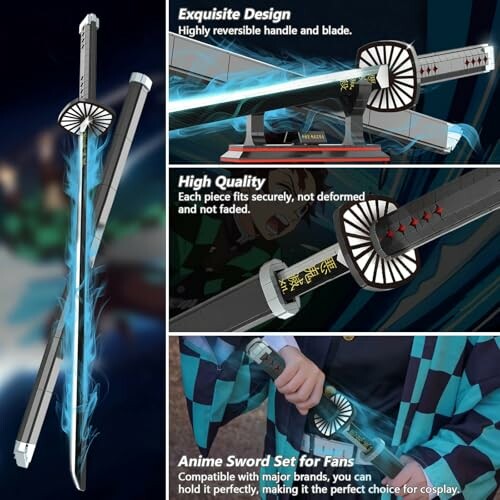 Anime-inspired sword set with reversible handle and high-quality design.