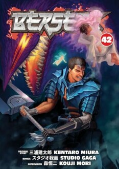 Berserk Volume 42 cover featuring a warrior with a large sword and a dragon.