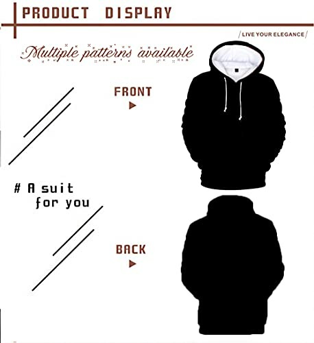 Black hoodie front and back display with text.