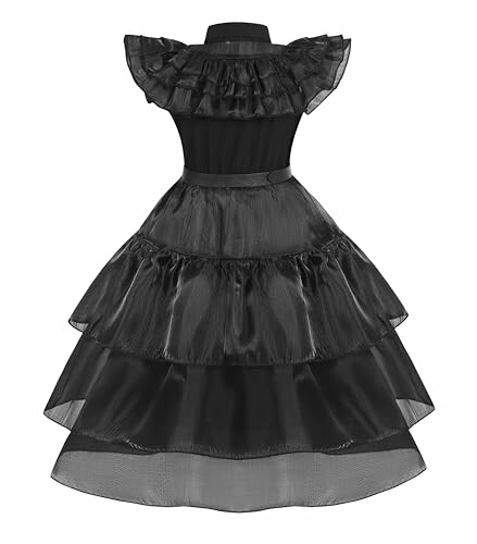 Black tiered ruffle dress with layered skirt