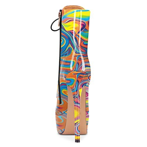 High heel shoe with colorful swirl design