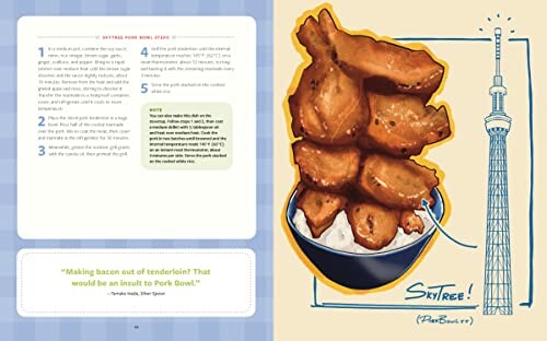 Recipe page for fried chicken with Skytree illustration.