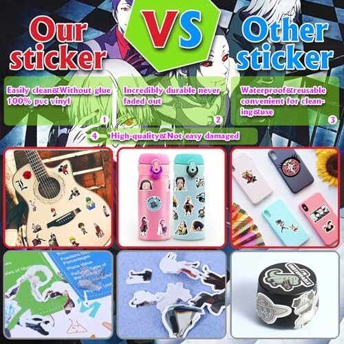 Comparison of stickers with benefits highlighted.