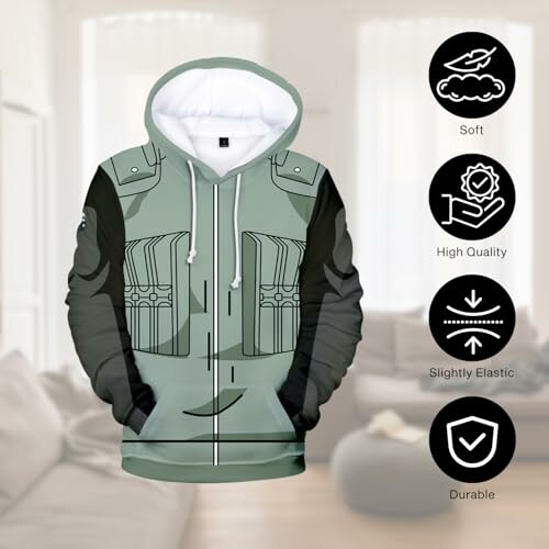 Tactical hoodie with soft, high-quality, slightly elastic, and durable features.